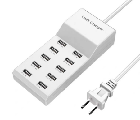 10-port white USB charger